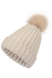 FLUFFY BALL SIMPLE BASIC KNIT BEANIE
