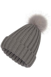 FLUFFY BALL SIMPLE BASIC KNIT BEANIE