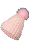 FLUFFY BALL SIMPLE BASIC KNIT BEANIE