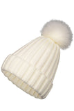 FLUFFY BALL SIMPLE BASIC KNIT BEANIE