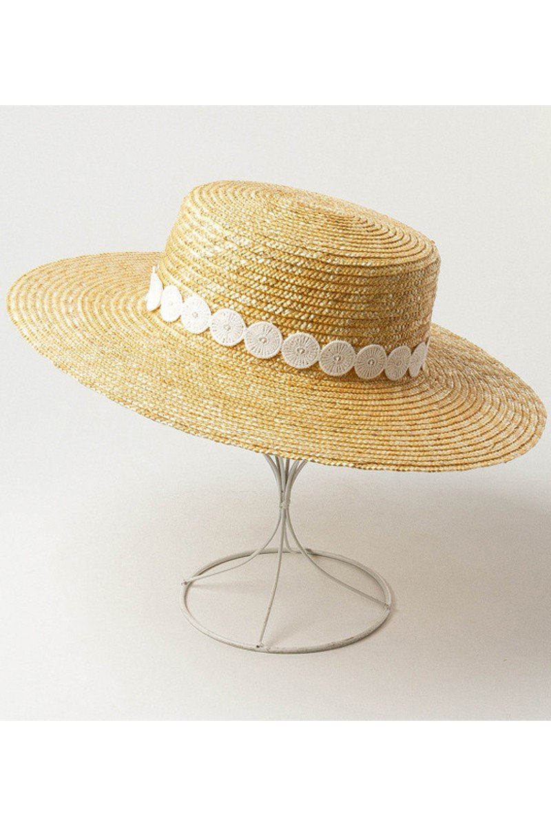 CASUAL FASHION LACE DECKED STRAW HAT