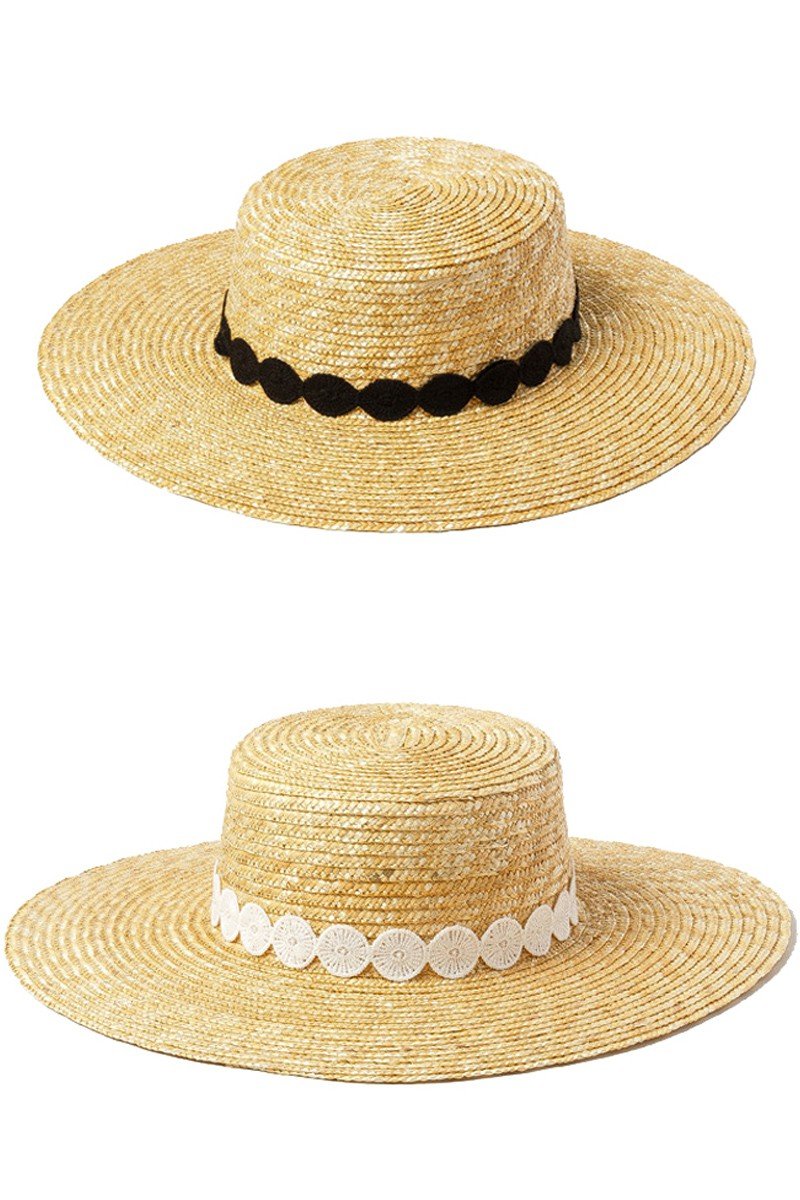 CASUAL FASHION LACE DECKED STRAW HAT