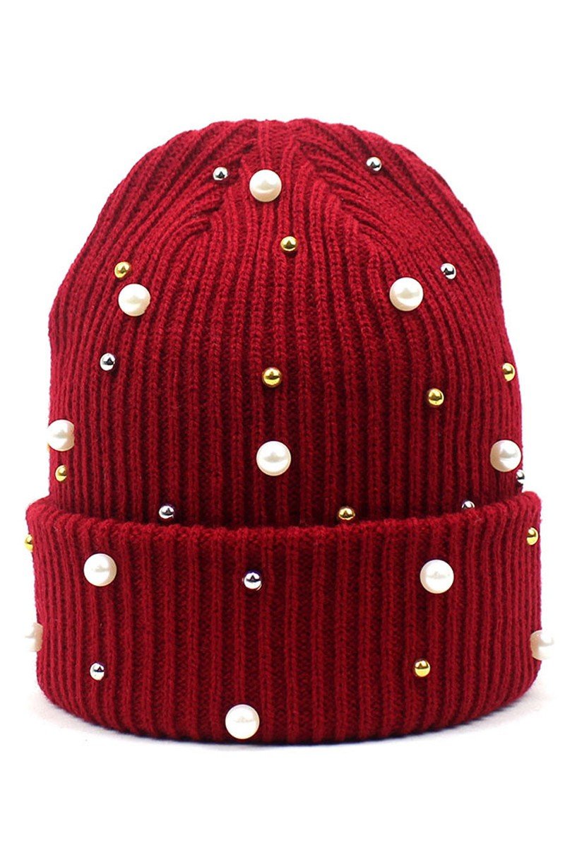 PEARL SOLID KNIT BEANIE