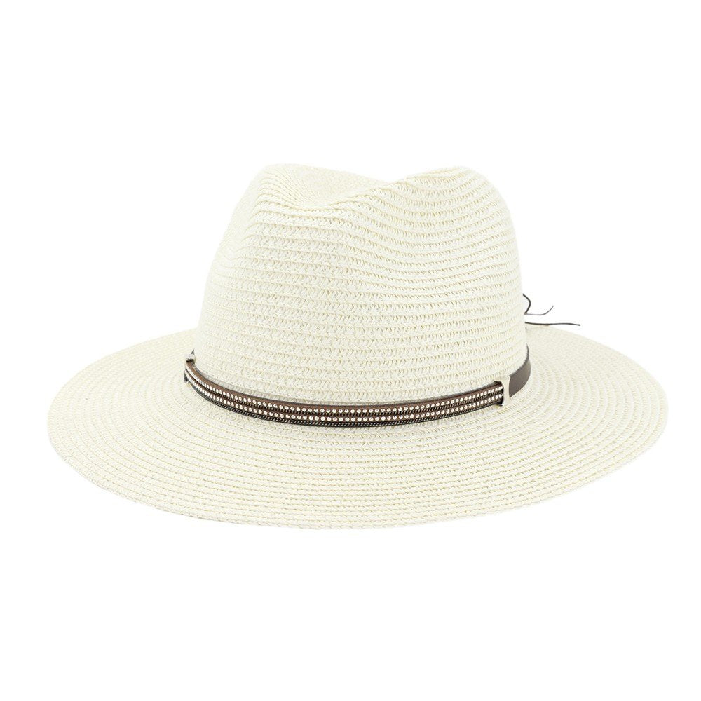SUMMER TIED BAND CASUAL BEACH STRAW PANAMA HAT