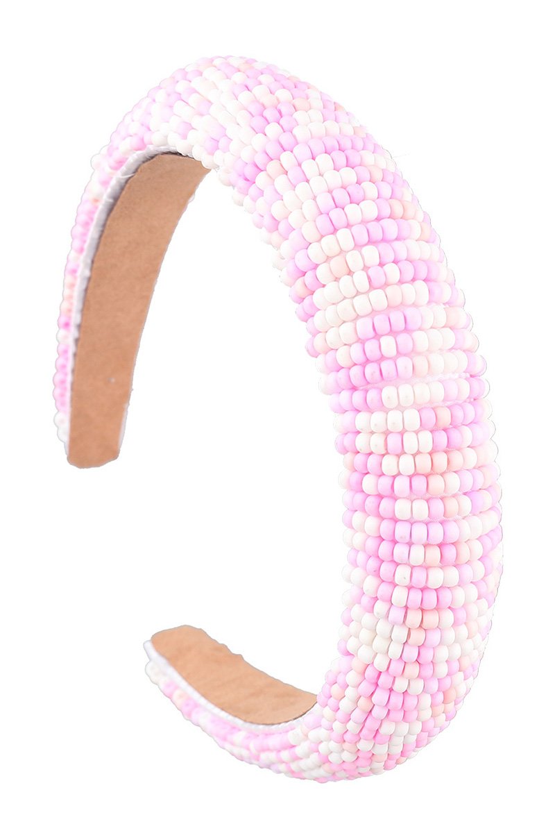 COLORFUL RICE BEADS DECKED HEAD HOOP HEADBAND