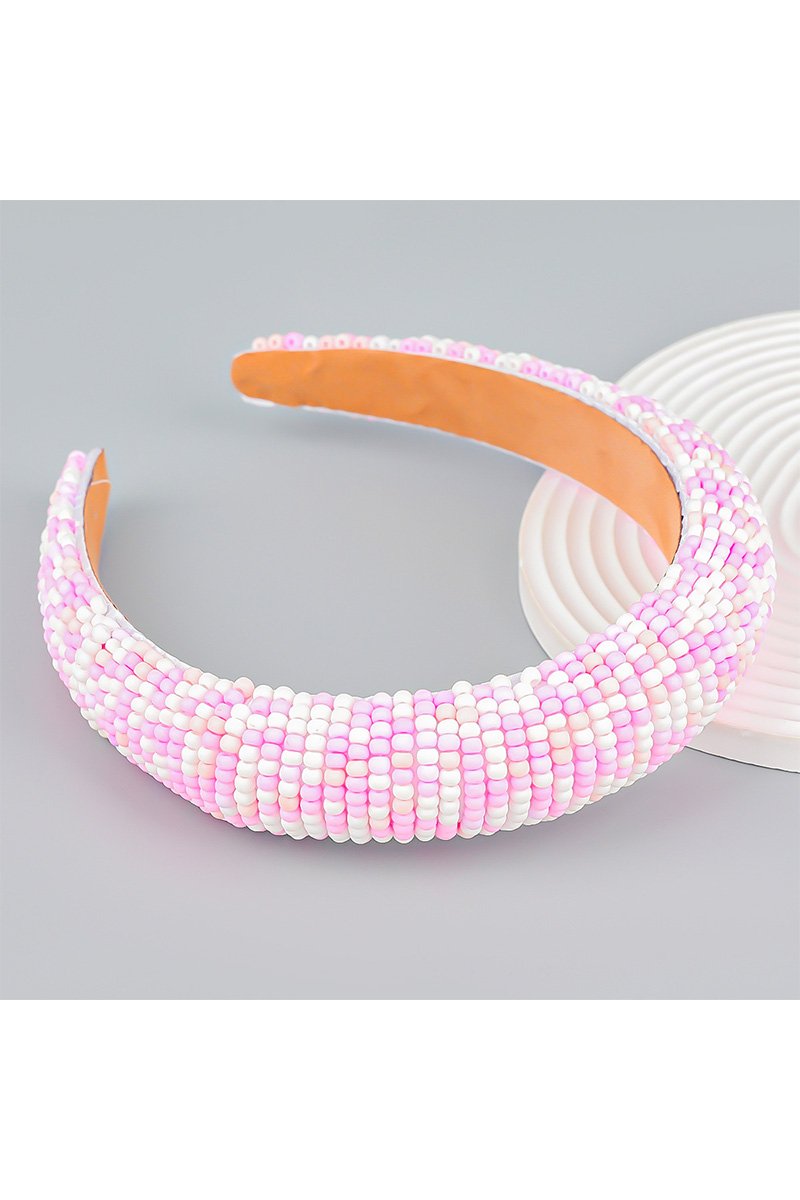 COLORFUL RICE BEADS DECKED HEAD HOOP HEADBAND