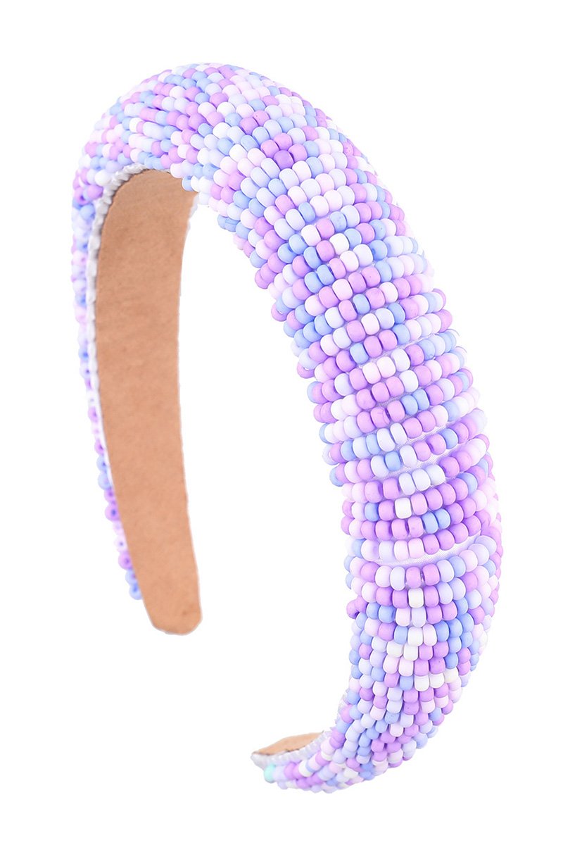 COLORFUL RICE BEADS DECKED HEAD HOOP HEADBAND