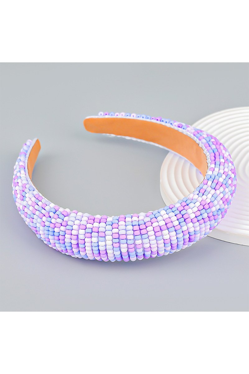 COLORFUL RICE BEADS DECKED HEAD HOOP HEADBAND