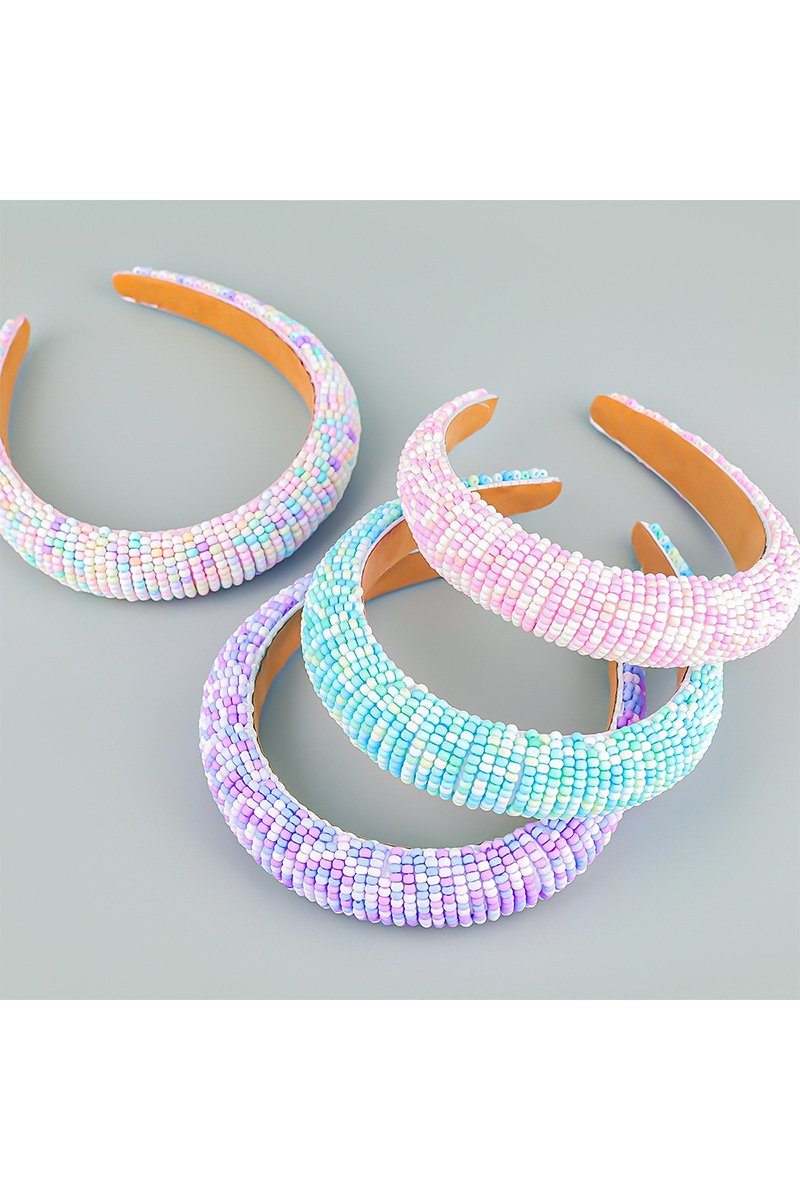 COLORFUL RICE BEADS DECKED HEAD HOOP HEADBAND