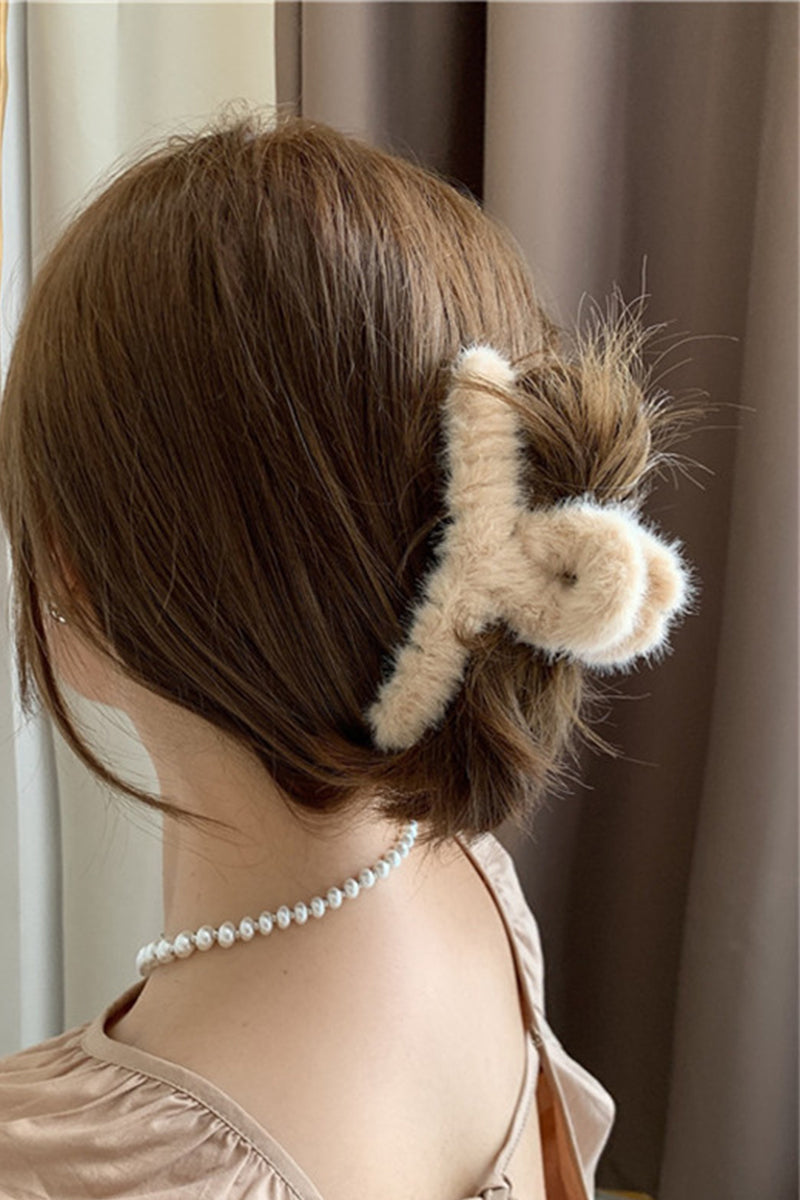 LAMBSWOOL HAIR CLIP SENIOR SENSE OF PLUSH GRAB CLIP LARGE SHARK CLIP HEADDRESS