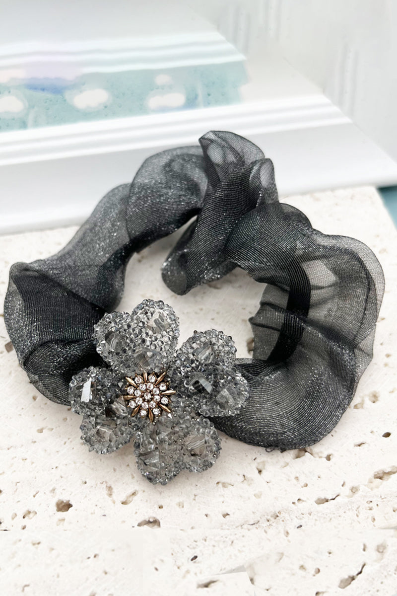 FOUR LEAF CLOVER FLASH DRILL DECOR TONE SCRUNCHIE