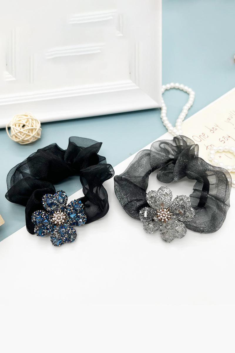 FOUR LEAF CLOVER FLASH DRILL DECOR TONE SCRUNCHIE