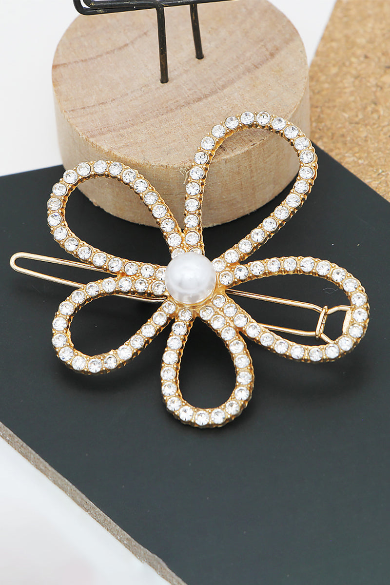 5PCS FAUX PEARL FLOWER DECOR HAIR CLIP BARRETTES CLIP SET, 5PCS PER 1 PACK