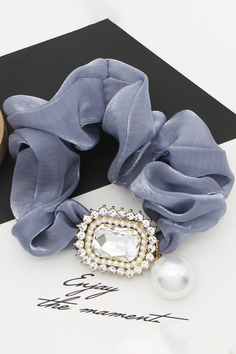 PEARL DECOR SOLID COLOR SCRUNCHIE