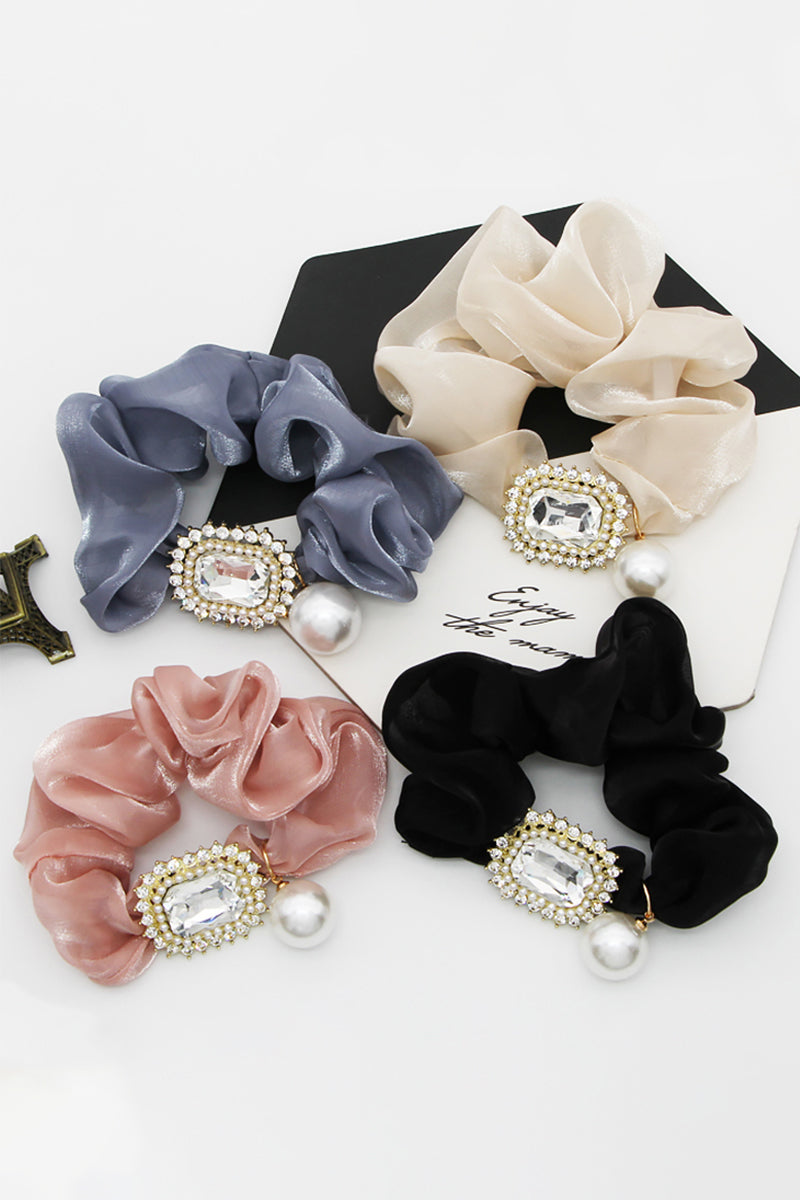 PEARL DECOR SOLID COLOR SCRUNCHIE