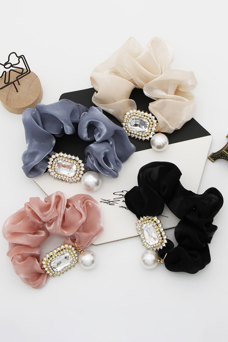 PEARL DECOR SOLID COLOR SCRUNCHIE