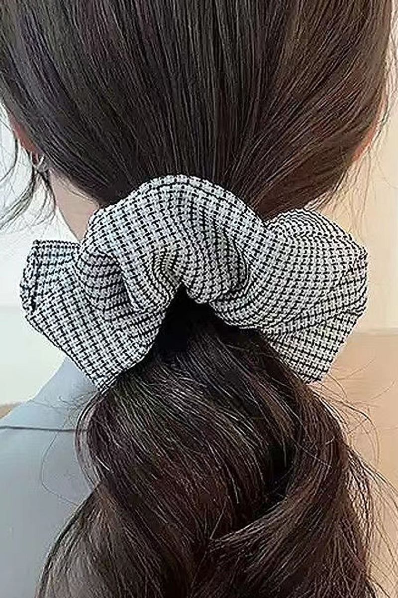 2PCS HAIR TIE PLAID PATTERN SCRUNCHIE, 2PCS PER 1 PACK