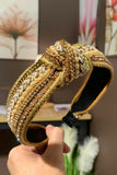FAUX PEARL CROSS KNOT TWISTED DECOR HEADBAND