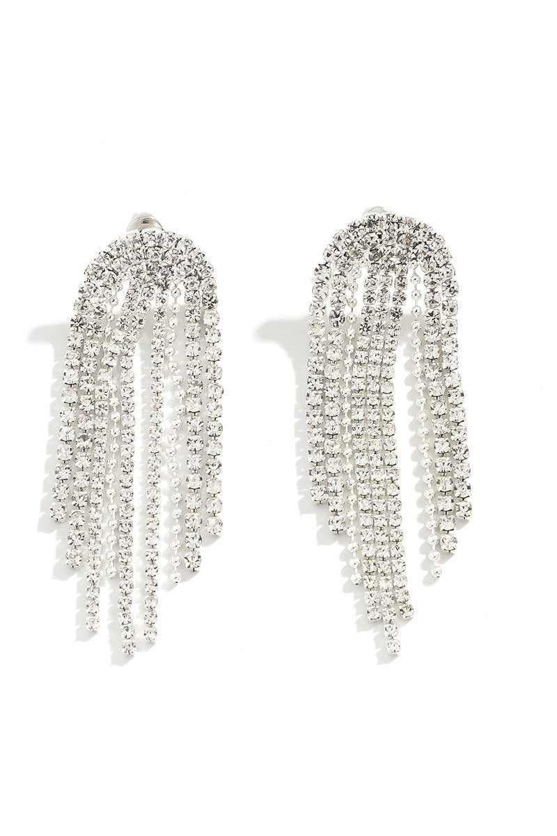 NICHE SIMPLE TASSEL MICRO-SET RHINESTONE EARRINGS