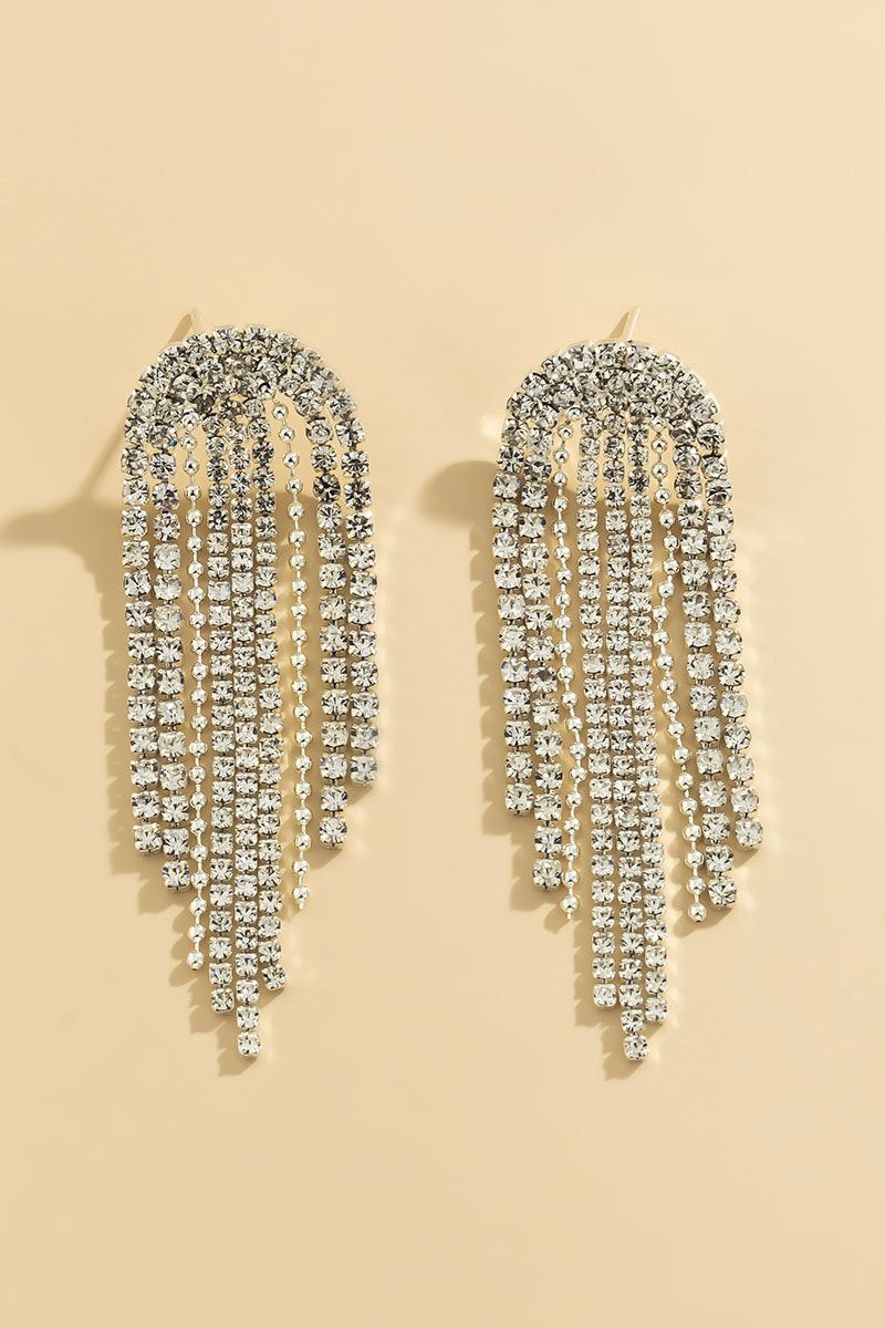 NICHE SIMPLE TASSEL MICRO-SET RHINESTONE EARRINGS