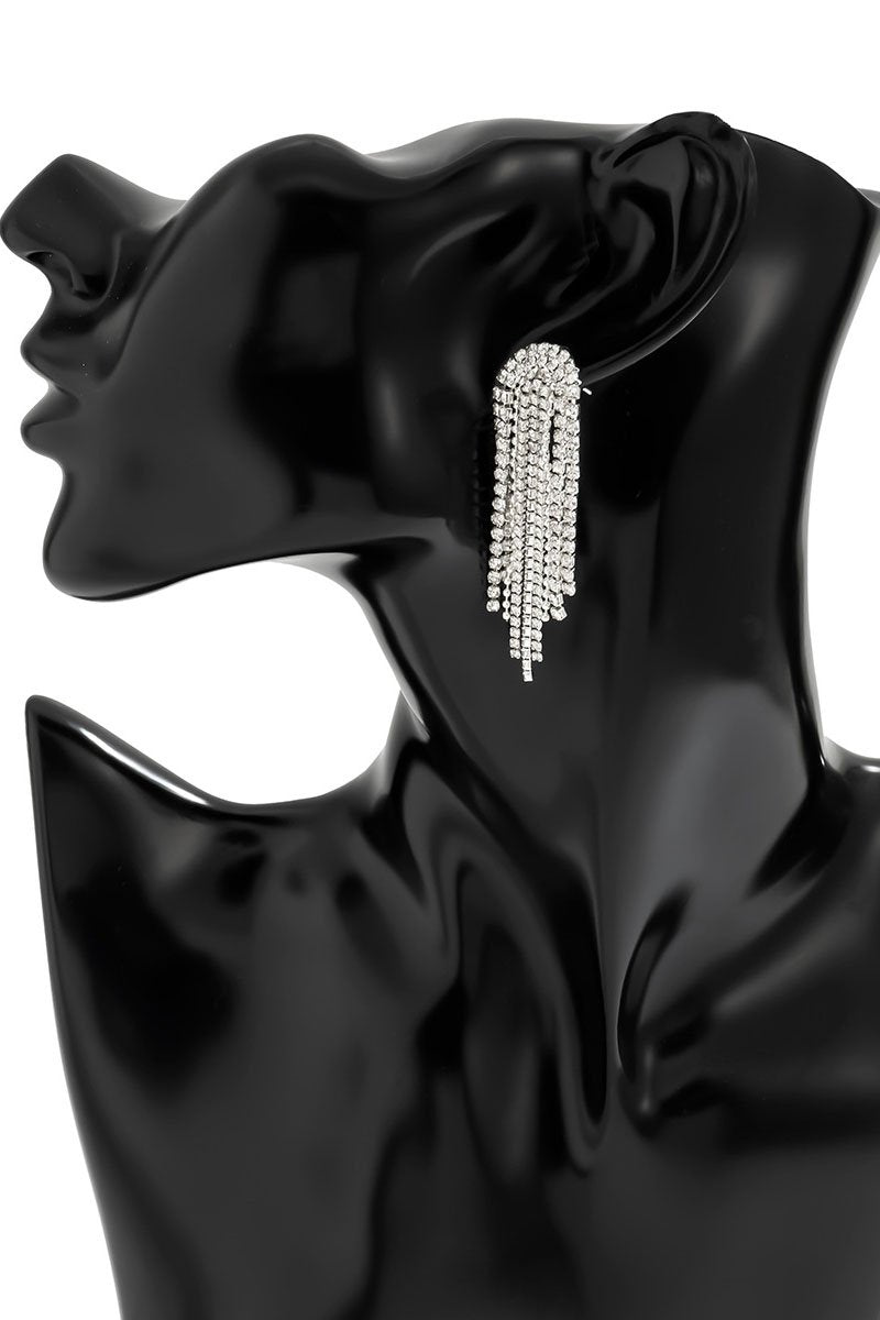 NICHE SIMPLE TASSEL MICRO-SET RHINESTONE EARRINGS