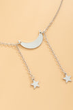 SIMPLE MOON&STAR METAL TASSEL NECKLACE