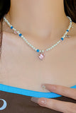 WOMEN ZIRCON LOVE PEARL BEADED NECKLACE