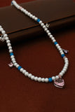 WOMEN ZIRCON LOVE PEARL BEADED NECKLACE