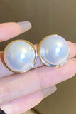 RETRO PEARL ROUND SILVER NEEDLE EARRINGS