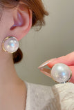 RETRO PEARL ROUND SILVER NEEDLE EARRINGS