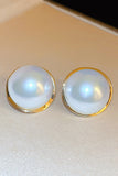 RETRO PEARL ROUND SILVER NEEDLE EARRINGS