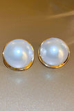 RETRO PEARL ROUND SILVER NEEDLE EARRINGS