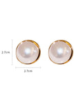 RETRO PEARL ROUND SILVER NEEDLE EARRINGS