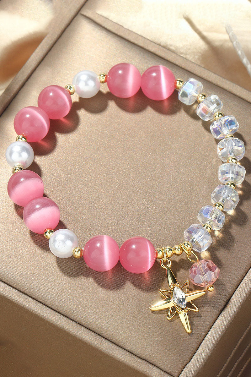 FLOWER CHARM BEADED BRACELET