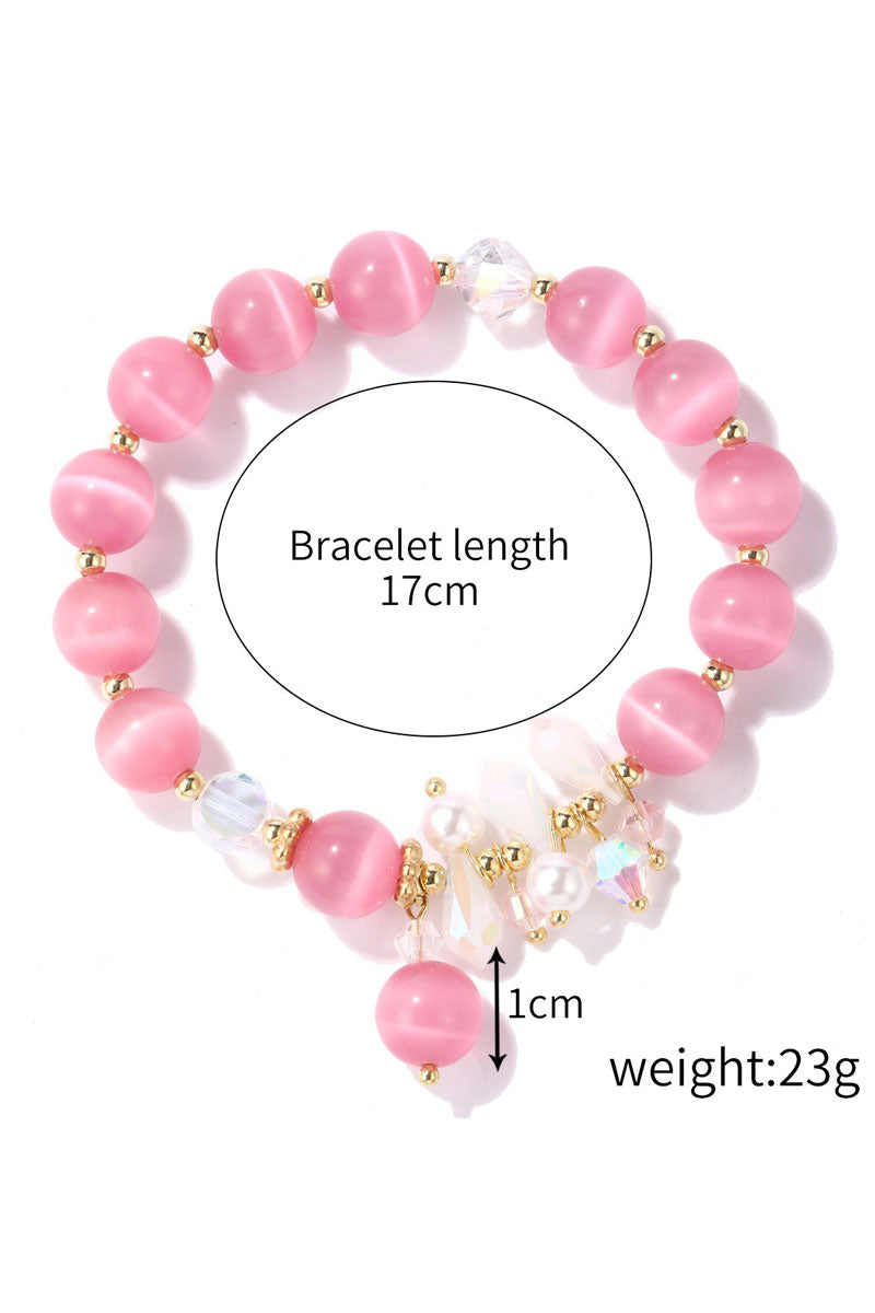 FLOWER CHARM BEADED BRACELET