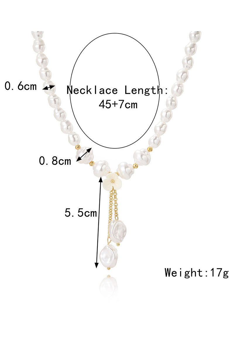 FAUX PEARL CHARM PENDANT NECKLACE