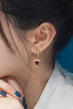 RETRO ZIRCON LOVE EARRINGS NECKLACE SET, 2PCS PER 1 PACK