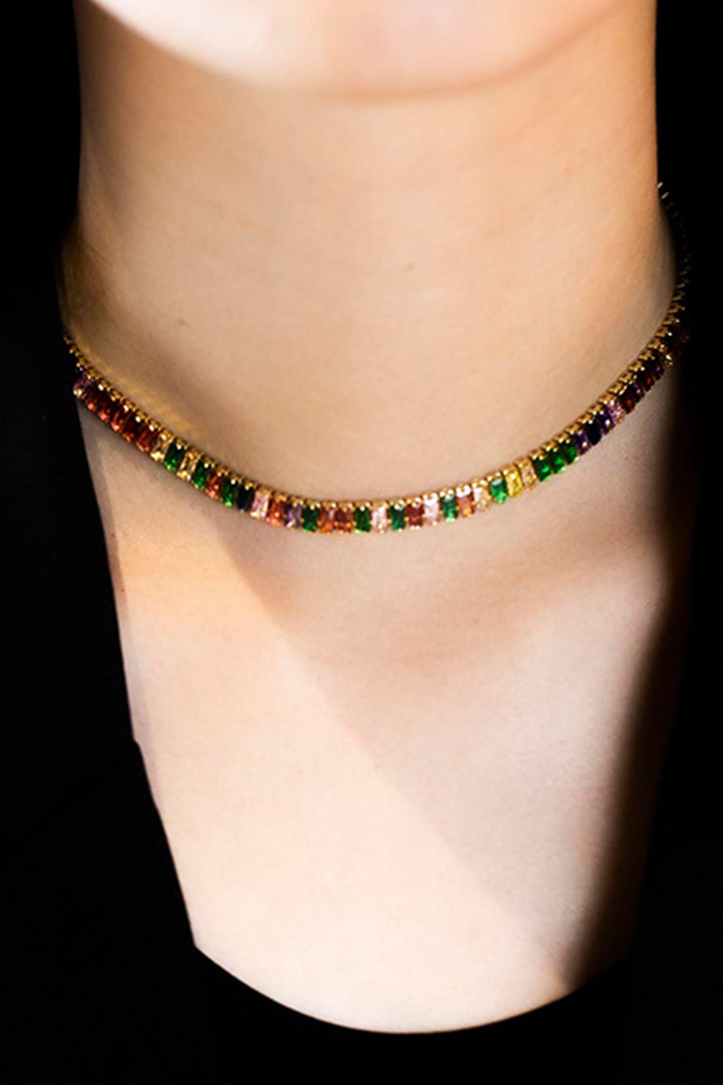 GEOMETRIC SQUARE COLORED NECKLACE