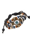 VINTAGE MULTILAYER LEATHER BLUE EYE BRACELET