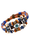 BEADED EYES BUCKLE LEATHER BRACELET