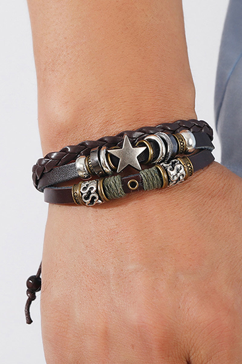 BEADED SIMPLE LEATHER MULTI-LAYER BRACELET