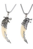 FASHION WOLF HEAD AND SPIKE PENDANT NECKLACE