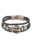 SIMPLE BRAIDED ANCHOR COWHIDE BRACELET