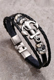 SIMPLE BRAIDED ANCHOR COWHIDE BRACELET