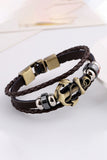 SIMPLE BRAIDED ANCHOR COWHIDE BRACELET
