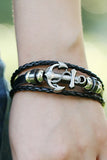 SIMPLE BRAIDED ANCHOR COWHIDE BRACELET