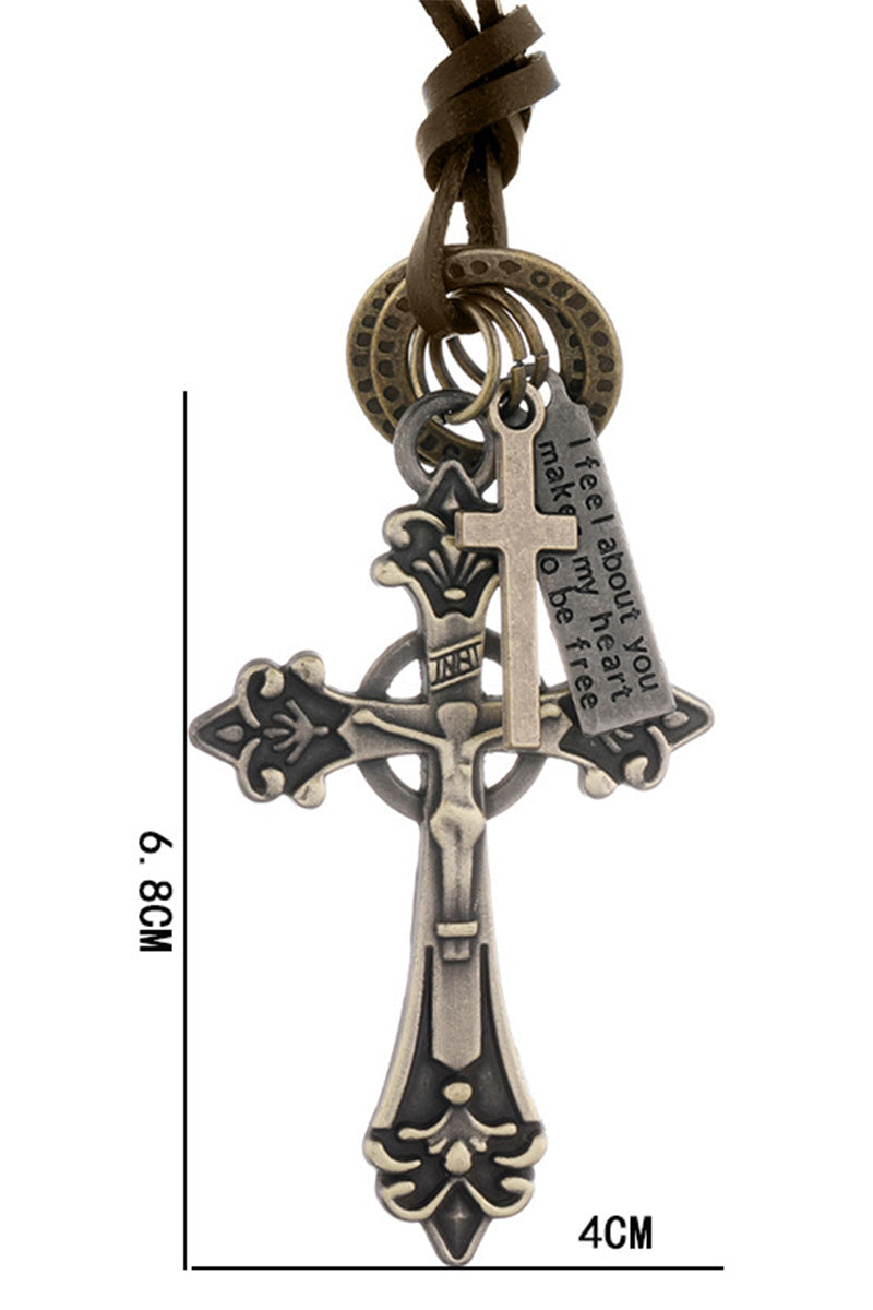 RETRO PU ADJUSTABLE CROSS PENDANT