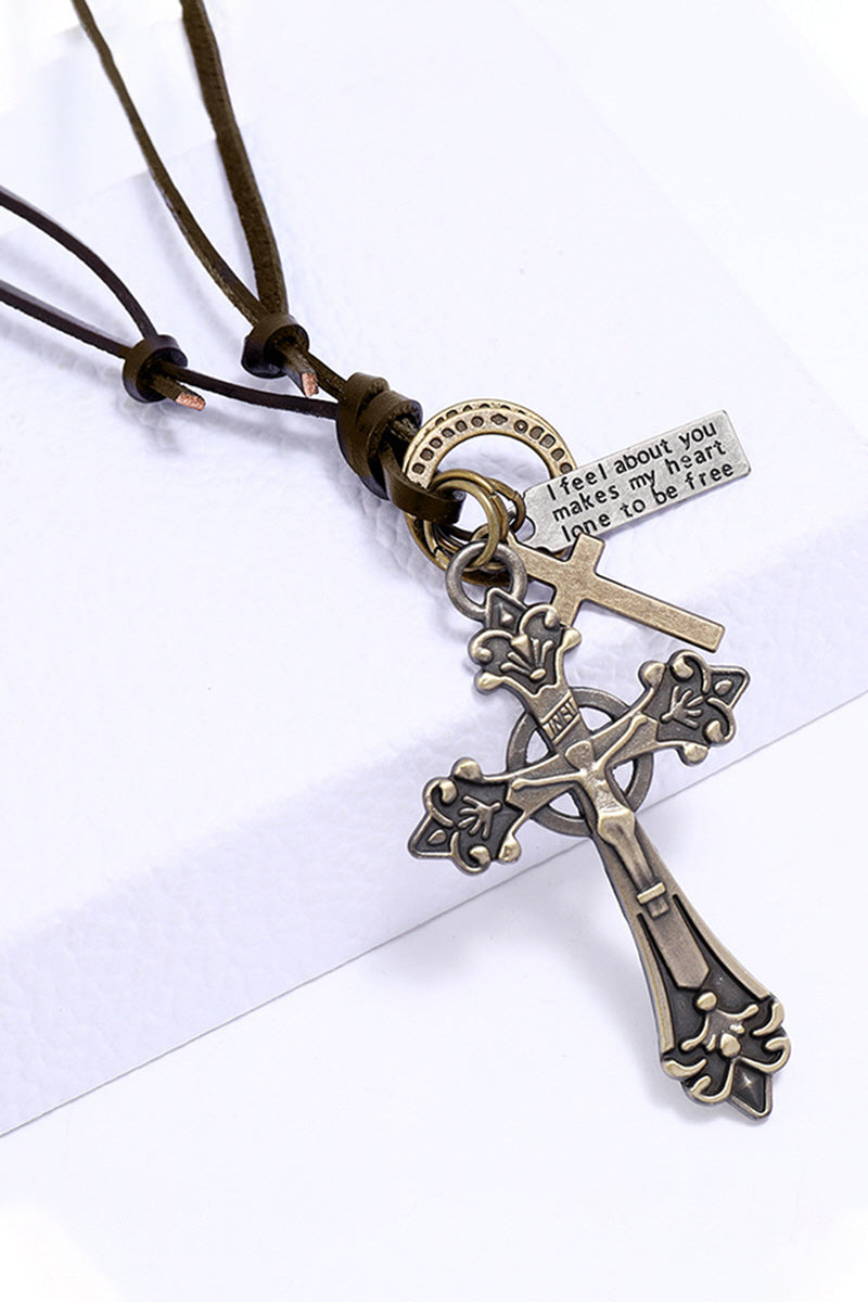 RETRO PU ADJUSTABLE CROSS PENDANT