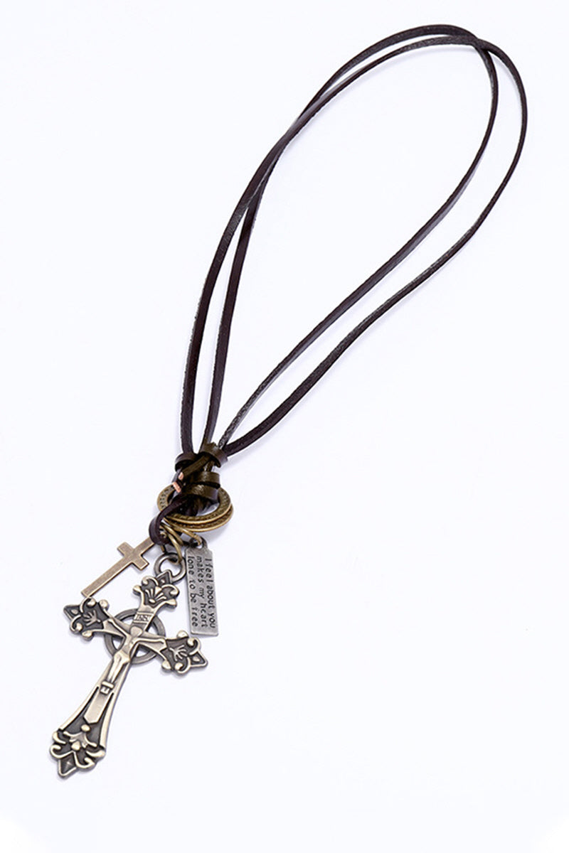 RETRO PU ADJUSTABLE CROSS PENDANT