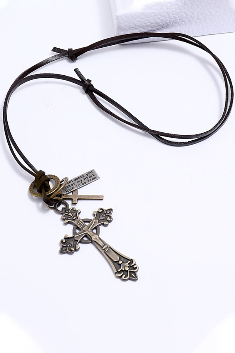 RETRO PU ADJUSTABLE CROSS PENDANT